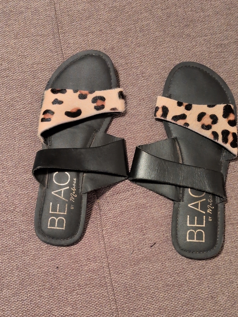 BEACH by Matisse Leopard & Black Women's Slide Sandals